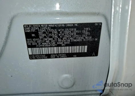 2014 Toyota Rav4 Limited from USA, damaged, VIN 2T3YFREV8EW115877